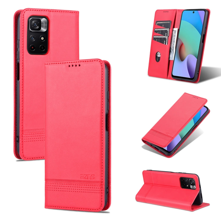 AZNS Magnetic Calf Texture Horizontal Flip Leather Phone Case with Card Slots & Holder & Wallet, For Xiaomi Redmi Note 11