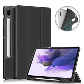 Solid Color TPU Horizontal Flip Tablet Leather Case with 3-Fold Holder & Sleep / Wake-up Function, For Samsung Galaxy Tab S7 FE 12.4