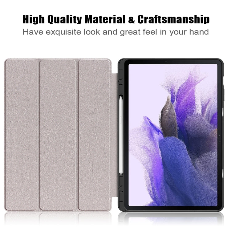 Solid Color TPU Horizontal Flip Tablet Leather Case with 3-Fold Holder & Sleep / Wake-up Function, For Samsung Galaxy Tab S7 FE 12.4