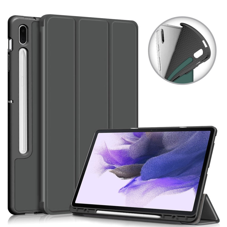 Solid Color TPU Horizontal Flip Tablet Leather Case with 3-Fold Holder & Sleep / Wake-up Function, For Samsung Galaxy Tab S7 FE 12.4