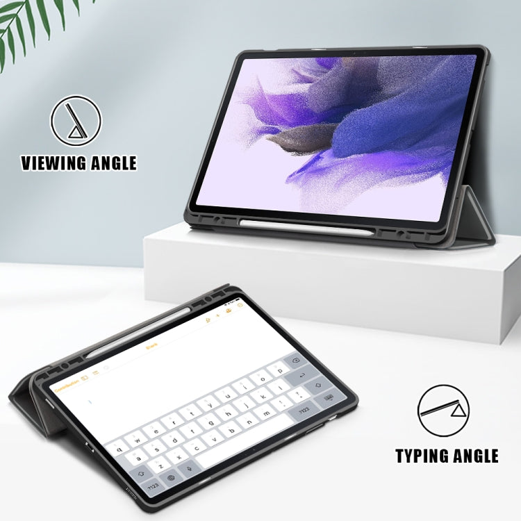 Solid Color TPU Horizontal Flip Tablet Leather Case with 3-Fold Holder & Sleep / Wake-up Function, For Samsung Galaxy Tab S7 FE 12.4