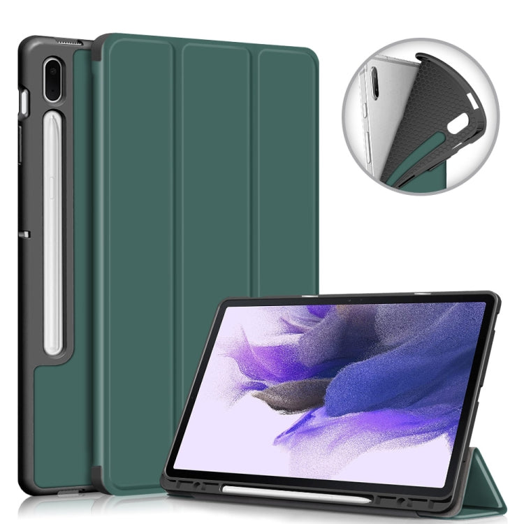 Solid Color TPU Horizontal Flip Tablet Leather Case with 3-Fold Holder & Sleep / Wake-up Function, For Samsung Galaxy Tab S7 FE 12.4