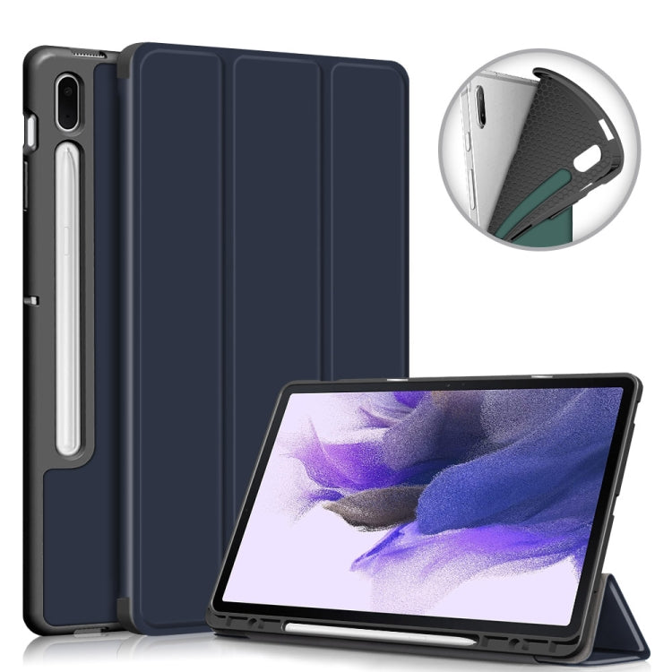 Solid Color TPU Horizontal Flip Tablet Leather Case with 3-Fold Holder & Sleep / Wake-up Function, For Samsung Galaxy Tab S7 FE 12.4