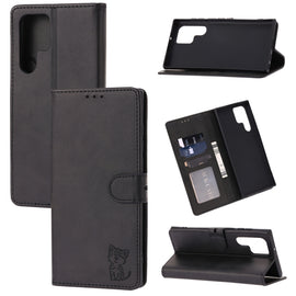 Embossed Happy Cat Pattern Leather Phone Case, For Samsung Galaxy S22 Ultra 5G, For Samsung Galaxy A13 5G, For Samsung Galaxy A33 5G, For Samsung Galaxy A53