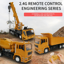 Load image into Gallery viewer, MoFun 2.4G 10-channel Remote Control Simulation Engineering Vehicle, Crane, Dump Truck, Mixer Truck