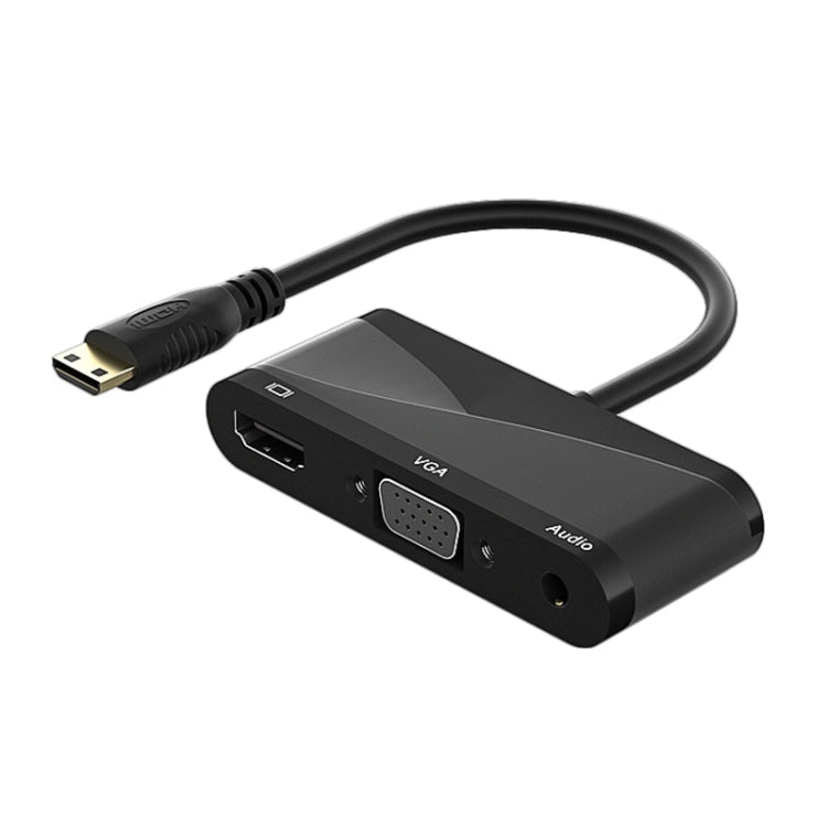 h114 3 in 1 Mini HDMI to HDMI + VGA + 3.5 Audio Converter Cable, h114