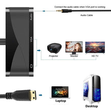 Load image into Gallery viewer, h114 3 in 1 Mini HDMI to HDMI + VGA + 3.5 Audio Converter Cable, h114