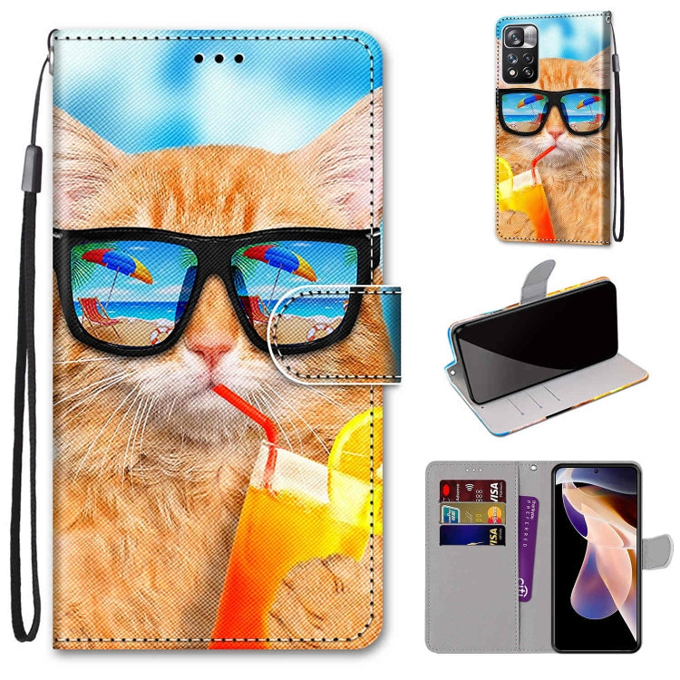 Coloured Drawing Cross Texture Horizontal Flip Leather Phone Case with Holder & Card Slots & Wallet & Lanyard, For Xiaomi Redmi Note 11 Pro/11 Pro+, For Nokia C01 Plus