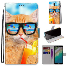 Load image into Gallery viewer, Coloured Drawing Cross Texture Horizontal Flip Leather Phone Case with Holder &amp; Card Slots &amp; Wallet &amp; Lanyard, For Xiaomi Redmi Note 11 Pro/11 Pro+, For Nokia C01 Plus