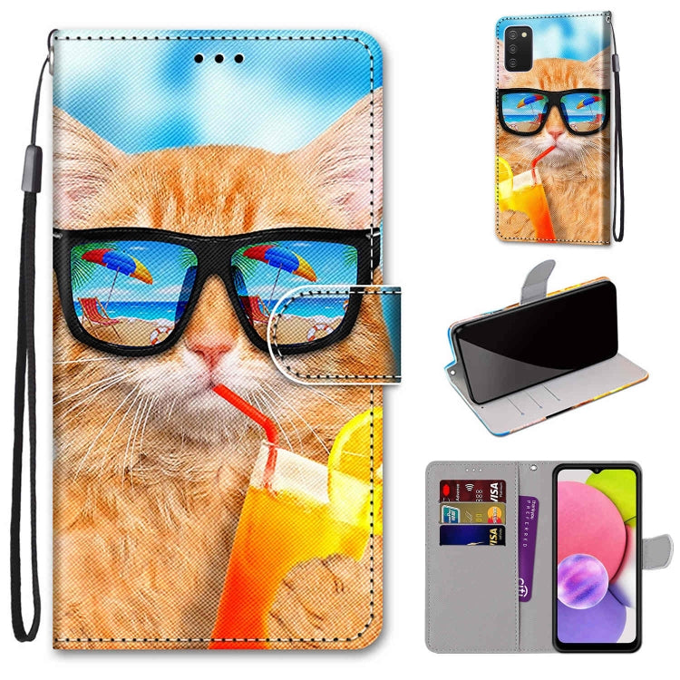 Coloured Drawing Cross Texture Horizontal Flip Leather Phone Case with Holder & Card Slots & Wallet & Lanyard, For Samsung Galaxy A03s 166mm Version, For Samsung Galaxy A13 4G