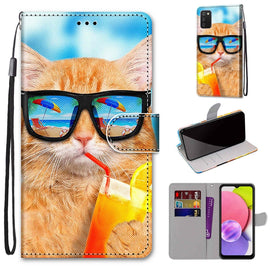 Coloured Drawing Cross Texture Horizontal Flip Leather Phone Case with Holder & Card Slots & Wallet & Lanyard, For Samsung Galaxy A03s 166mm Version, For Samsung Galaxy A13 4G