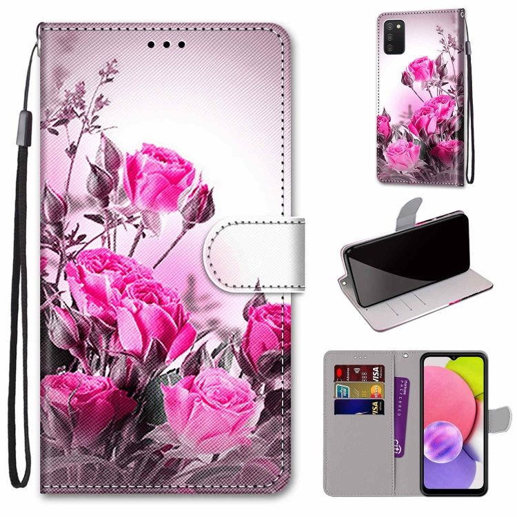 Coloured Drawing Cross Texture Horizontal Flip Leather Phone Case with Holder & Card Slots & Wallet & Lanyard, For Samsung Galaxy A03s 166mm Version, For Samsung Galaxy A13 4G