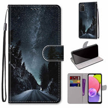 Load image into Gallery viewer, Coloured Drawing Cross Texture Horizontal Flip Leather Phone Case with Holder &amp; Card Slots &amp; Wallet &amp; Lanyard, For Samsung Galaxy A03s 166mm Version, For Samsung Galaxy A13 4G