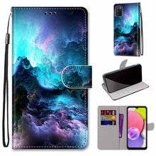 Load image into Gallery viewer, Coloured Drawing Cross Texture Horizontal Flip Leather Phone Case with Holder &amp; Card Slots &amp; Wallet &amp; Lanyard, For Samsung Galaxy A03s 166mm Version, For Samsung Galaxy A13 4G