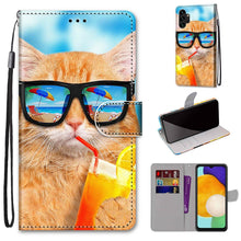 Load image into Gallery viewer, Coloured Drawing Cross Texture Horizontal Flip Leather Phone Case with Holder &amp; Card Slots &amp; Wallet &amp; Lanyard, For Samsung Galaxy A03s 166mm Version, For Samsung Galaxy A13 4G