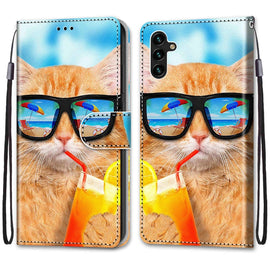 Coloured Drawing Cross Texture Horizontal Flip Leather Phone Case with Holder & Card Slots & Wallet & Lanyard, For Samsung Galaxy A13 5G, For Samsung Galaxy A33 5G