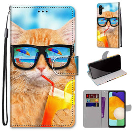 Coloured Drawing Cross Texture Horizontal Flip Leather Phone Case with Holder & Card Slots & Wallet & Lanyard, For Samsung Galaxy A13 5G, For Samsung Galaxy A33 5G
