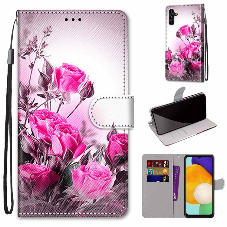 Coloured Drawing Cross Texture Horizontal Flip Leather Phone Case with Holder & Card Slots & Wallet & Lanyard, For Samsung Galaxy A13 5G, For Samsung Galaxy A33 5G