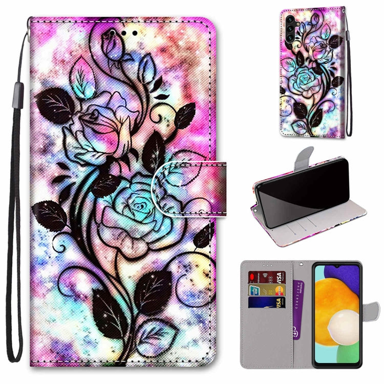 Coloured Drawing Cross Texture Horizontal Flip Leather Phone Case with Holder & Card Slots & Wallet & Lanyard, For Samsung Galaxy A13 5G, For Samsung Galaxy A33 5G