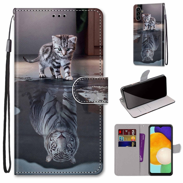 Coloured Drawing Cross Texture Horizontal Flip Leather Phone Case with Holder & Card Slots & Wallet & Lanyard, For Samsung Galaxy A13 5G, For Samsung Galaxy A33 5G