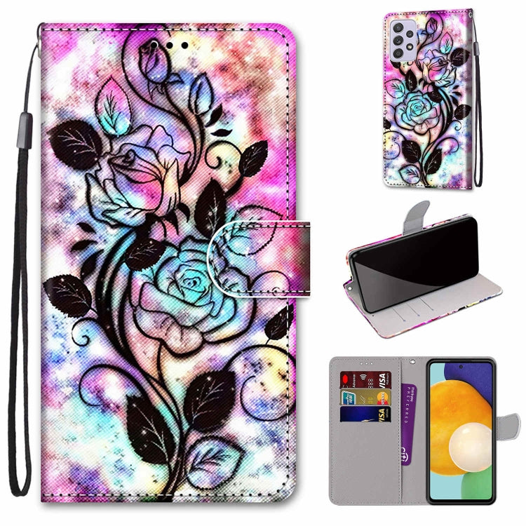 Coloured Drawing Cross Texture Horizontal Flip Leather Phone Case with Holder & Card Slots & Wallet & Lanyard, For Samsung Galaxy A13 5G, For Samsung Galaxy A33 5G