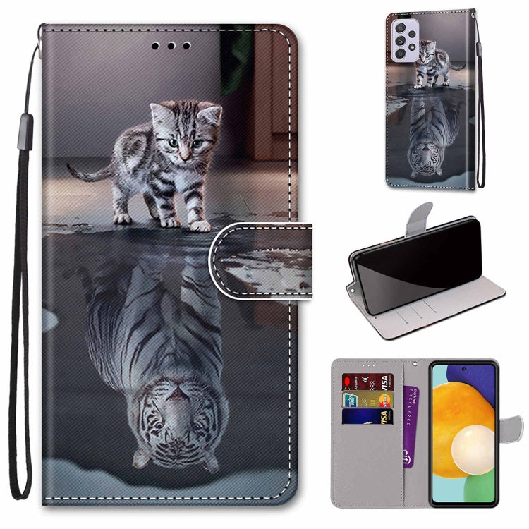 Coloured Drawing Cross Texture Horizontal Flip Leather Phone Case with Holder & Card Slots & Wallet & Lanyard, For Samsung Galaxy A13 5G, For Samsung Galaxy A33 5G