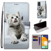 Load image into Gallery viewer, Coloured Drawing Cross Texture Horizontal Flip Leather Phone Case with Holder &amp; Card Slots &amp; Wallet &amp; Lanyard, For Samsung Galaxy A53 5G, For Samsung Galaxy M52 5G