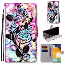 Load image into Gallery viewer, Coloured Drawing Cross Texture Horizontal Flip Leather Phone Case with Holder &amp; Card Slots &amp; Wallet &amp; Lanyard, For Samsung Galaxy A53 5G, For Samsung Galaxy M52 5G