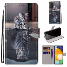 Load image into Gallery viewer, Coloured Drawing Cross Texture Horizontal Flip Leather Phone Case with Holder &amp; Card Slots &amp; Wallet &amp; Lanyard, For Samsung Galaxy A53 5G, For Samsung Galaxy M52 5G