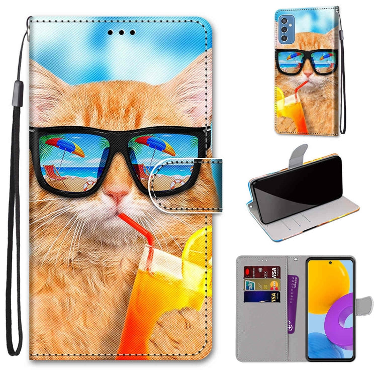 Coloured Drawing Cross Texture Horizontal Flip Leather Phone Case with Holder & Card Slots & Wallet & Lanyard, For Samsung Galaxy A53 5G, For Samsung Galaxy M52 5G
