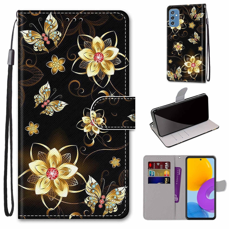 Coloured Drawing Cross Texture Horizontal Flip Leather Phone Case with Holder & Card Slots & Wallet & Lanyard, For Samsung Galaxy A53 5G, For Samsung Galaxy M52 5G