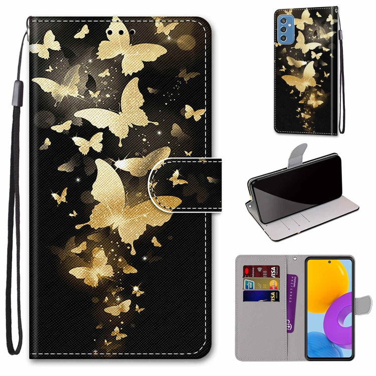 Coloured Drawing Cross Texture Horizontal Flip Leather Phone Case with Holder & Card Slots & Wallet & Lanyard, For Samsung Galaxy A53 5G, For Samsung Galaxy M52 5G