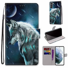 Load image into Gallery viewer, Coloured Drawing Cross Texture Horizontal Flip Leather Phone Case with Holder &amp; Card Slots &amp; Wallet &amp; Lanyard, For Samsung Galaxy S22 5G, For Samsung Galaxy S22+ 5G