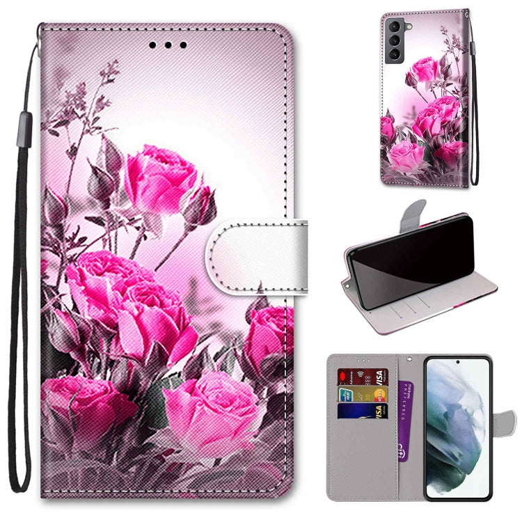 Coloured Drawing Cross Texture Horizontal Flip Leather Phone Case with Holder & Card Slots & Wallet & Lanyard, For Samsung Galaxy S22 5G, For Samsung Galaxy S22+ 5G