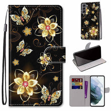 Load image into Gallery viewer, Coloured Drawing Cross Texture Horizontal Flip Leather Phone Case with Holder &amp; Card Slots &amp; Wallet &amp; Lanyard, For Samsung Galaxy S22 5G, For Samsung Galaxy S22+ 5G