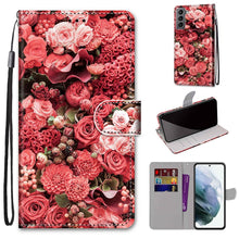 Load image into Gallery viewer, Coloured Drawing Cross Texture Horizontal Flip Leather Phone Case with Holder &amp; Card Slots &amp; Wallet &amp; Lanyard, For Samsung Galaxy S22 5G, For Samsung Galaxy S22+ 5G
