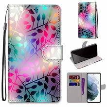 Load image into Gallery viewer, Coloured Drawing Cross Texture Horizontal Flip Leather Phone Case with Holder &amp; Card Slots &amp; Wallet &amp; Lanyard, For Samsung Galaxy S22 5G, For Samsung Galaxy S22+ 5G