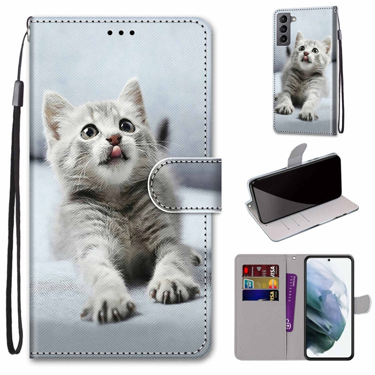 Coloured Drawing Cross Texture Horizontal Flip Leather Phone Case with Holder & Card Slots & Wallet & Lanyard, For Samsung Galaxy S22 5G, For Samsung Galaxy S22+ 5G