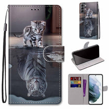Load image into Gallery viewer, Coloured Drawing Cross Texture Horizontal Flip Leather Phone Case with Holder &amp; Card Slots &amp; Wallet &amp; Lanyard, For Samsung Galaxy S22 5G, For Samsung Galaxy S22+ 5G