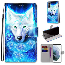 Load image into Gallery viewer, Coloured Drawing Cross Texture Horizontal Flip Leather Phone Case with Holder &amp; Card Slots &amp; Wallet &amp; Lanyard, For Samsung Galaxy S22 5G, For Samsung Galaxy S22+ 5G
