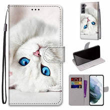 Load image into Gallery viewer, Coloured Drawing Cross Texture Horizontal Flip Leather Phone Case with Holder &amp; Card Slots &amp; Wallet &amp; Lanyard, For Samsung Galaxy S22 5G, For Samsung Galaxy S22+ 5G