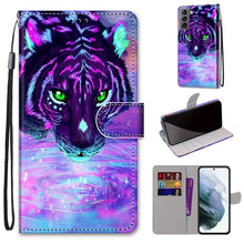 Load image into Gallery viewer, Coloured Drawing Cross Texture Horizontal Flip Leather Phone Case with Holder &amp; Card Slots &amp; Wallet &amp; Lanyard, For Samsung Galaxy S22 5G, For Samsung Galaxy S22+ 5G