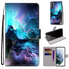 Load image into Gallery viewer, Coloured Drawing Cross Texture Horizontal Flip Leather Phone Case with Holder &amp; Card Slots &amp; Wallet &amp; Lanyard, For Samsung Galaxy S22 5G, For Samsung Galaxy S22+ 5G