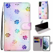 Load image into Gallery viewer, Coloured Drawing Cross Texture Horizontal Flip Leather Phone Case with Holder &amp; Card Slots &amp; Wallet &amp; Lanyard, For Samsung Galaxy S22 5G, For Samsung Galaxy S22+ 5G