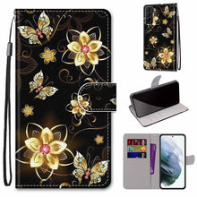 Load image into Gallery viewer, Coloured Drawing Cross Texture Horizontal Flip Leather Phone Case with Holder &amp; Card Slots &amp; Wallet &amp; Lanyard, For Samsung Galaxy S22 5G, For Samsung Galaxy S22+ 5G