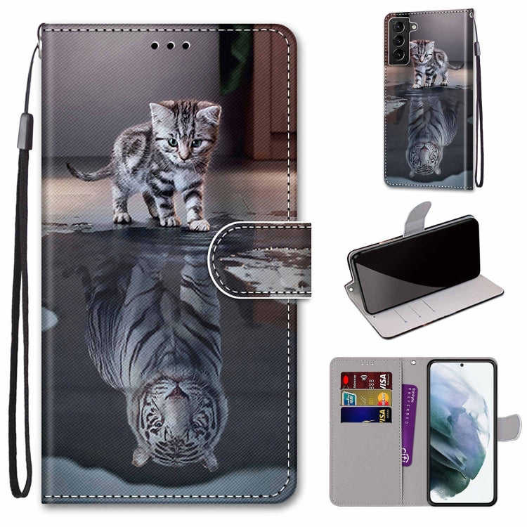 Coloured Drawing Cross Texture Horizontal Flip Leather Phone Case with Holder & Card Slots & Wallet & Lanyard, For Samsung Galaxy S22 5G, For Samsung Galaxy S22+ 5G