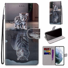 Load image into Gallery viewer, Coloured Drawing Cross Texture Horizontal Flip Leather Phone Case with Holder &amp; Card Slots &amp; Wallet &amp; Lanyard, For Samsung Galaxy S22 5G, For Samsung Galaxy S22+ 5G
