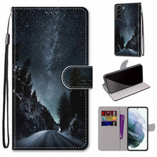Load image into Gallery viewer, Coloured Drawing Cross Texture Horizontal Flip Leather Phone Case with Holder &amp; Card Slots &amp; Wallet &amp; Lanyard, For Samsung Galaxy S22 5G, For Samsung Galaxy S22+ 5G
