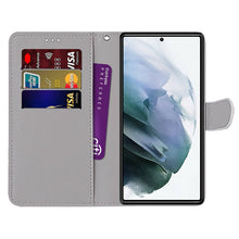 Load image into Gallery viewer, Coloured Drawing Cross Texture Horizontal Flip Leather Phone Case with Holder &amp; Card Slots &amp; Wallet &amp; Lanyard, For Samsung Galaxy S22 Ultra 5G