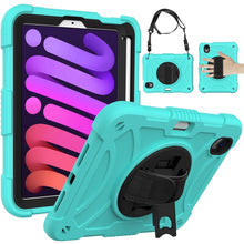 Load image into Gallery viewer, PC Hybrid Silicone Tablet Case with Holder &amp; Hand Strap &amp; Shoulder Strap, For iPad mini 6 / mini 2024